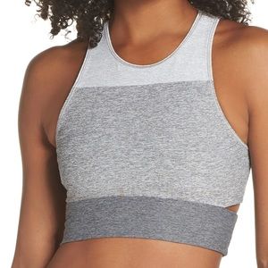 Outdoor Voices • Grey Tri-Tone Slashback Crop Top